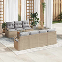 vidaXL Tuinbank Set met kussen 8 pcs Zwart poly rattan
