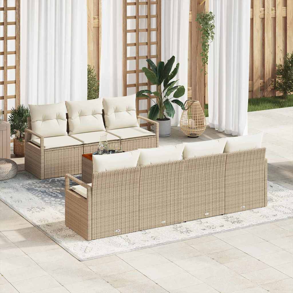 vidaXL Tuinbank Set met kussen 8 pcs Zwart poly rattan
