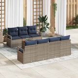 vidaXL Tuinbank Set met kussen 8 pcs Grijs poly rattan