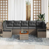 vidaXL Tuinbank Set met kussen 8 pcs Zwart poly rattan
