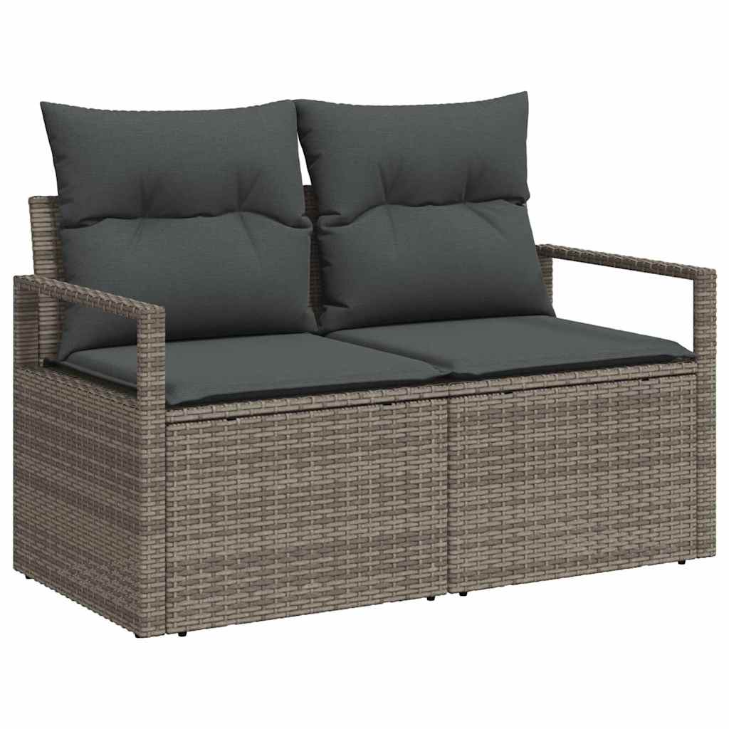 vidaXL Tuinbank Set met kussen 8 pcs Zwart poly rattan