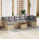 vidaXL Tuinbank Set met kussen 8 pcs Zwart poly rattan