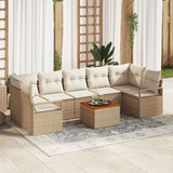 vidaXL Tuinbank Set met kussen 8 pcs Zwart poly rattan