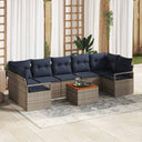 vidaXL Garden Bench Set with Cushion 8 pcs Grey Poly Rattan