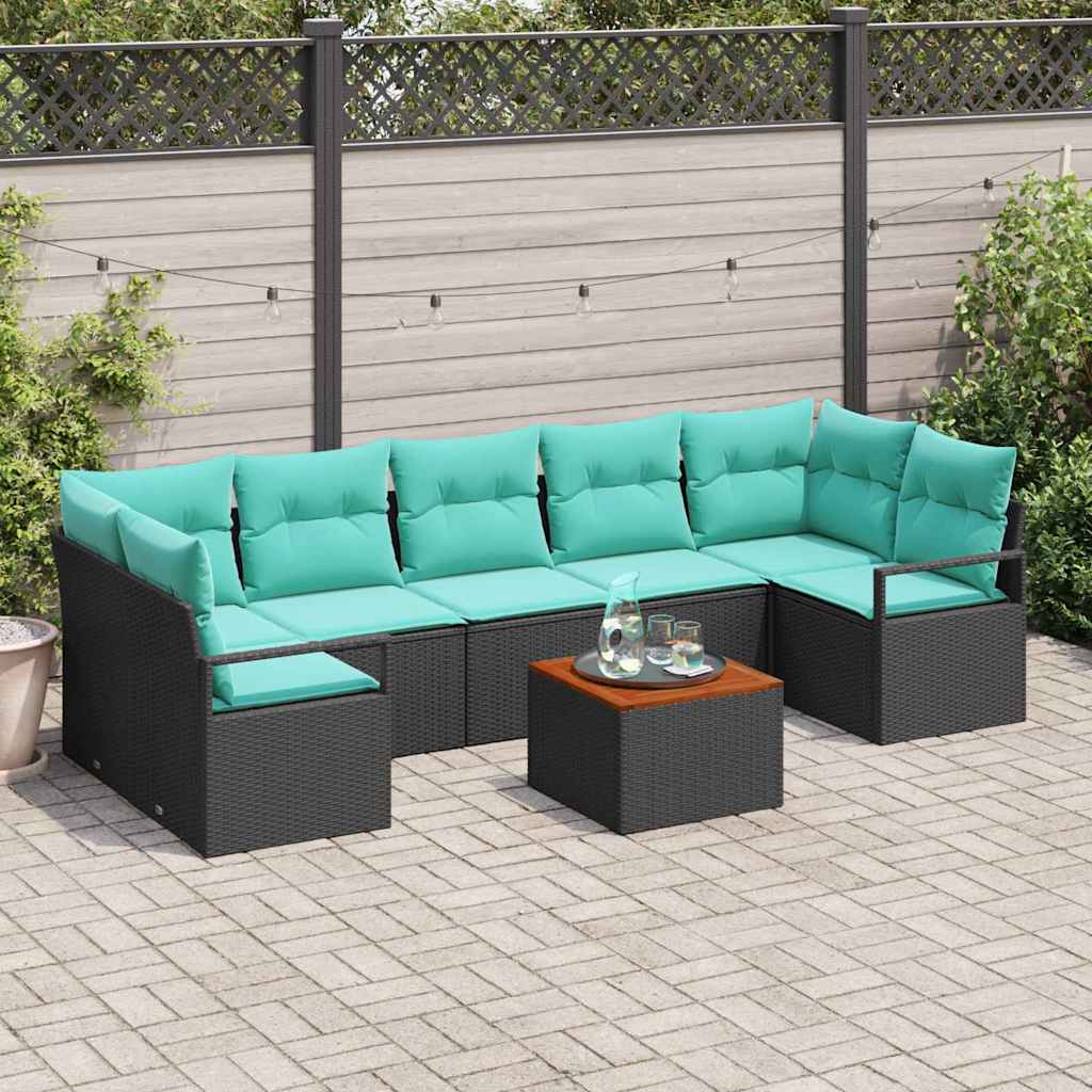vidaXL Garden Bench Set with Cushion 8 pcs Grey Poly Rattan