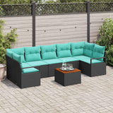 vidaXL Garden Bench Set with Cushion 8 pcs Grey Poly Rattan