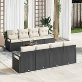vidaXL Tuinbank Set met kussen 9 pcs Zwart poly rattan