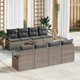 vidaXL Tuinbank Set met kussen 9 pcs Zwart poly rattan