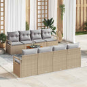 vidaXL Tuinbank Set met kussen 9 pcs Zwart poly rattan