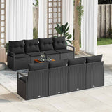 vidaXL Tuinbank Set met kussen 9 pcs Zwart poly rattan
