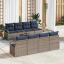 vidaXL Ensemble de bancs de jardin avec coussins 9 pcs Résine tressée gris
