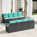 vidaXL Ensemble de bancs de jardin avec coussins 9 pcs Résine tressée gris