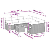 vidaXL Tuinbank Set met kussen 9 pcs Zwart poly rattan