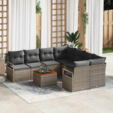 vidaXL Tuinbank Set met kussen 9 pcs Zwart poly rattan