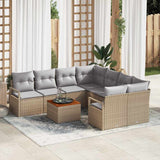 vidaXL Tuinbank Set met kussen 9 pcs Zwart poly rattan