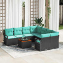 vidaXL Tuinbank Set met kussen 9 pcs Grijs poly rattan
