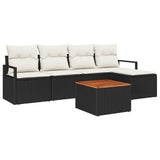 vidaXL Tuinbank Set met kussen 6 pcs Zwart poly rattan