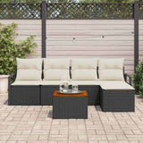 vidaXL Tuinbank Set met kussen 6 pcs Zwart poly rattan
