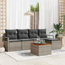 vidaXL Tuinbank Set met kussen 6 pcs Zwart poly rattan