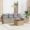 vidaXL Tuinbank Set met kussen 6 pcs Zwart poly rattan