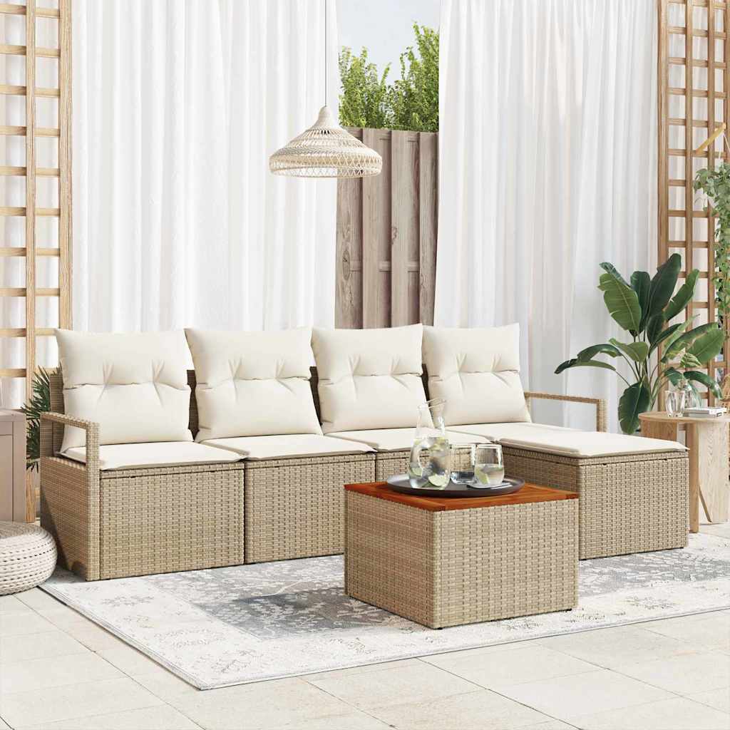 vidaXL Tuinbank Set met kussen 6 pcs Zwart poly rattan