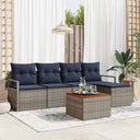 vidaXL Salon de jardin avec coussins 6 pcs Résine tressée Gris