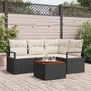 vidaXL Tuinbank Set met kussen 5 pcs Zwart poly rattan