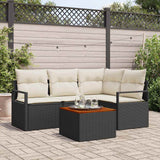vidaXL Tuinbank Set met kussen 5 pcs Zwart poly rattan