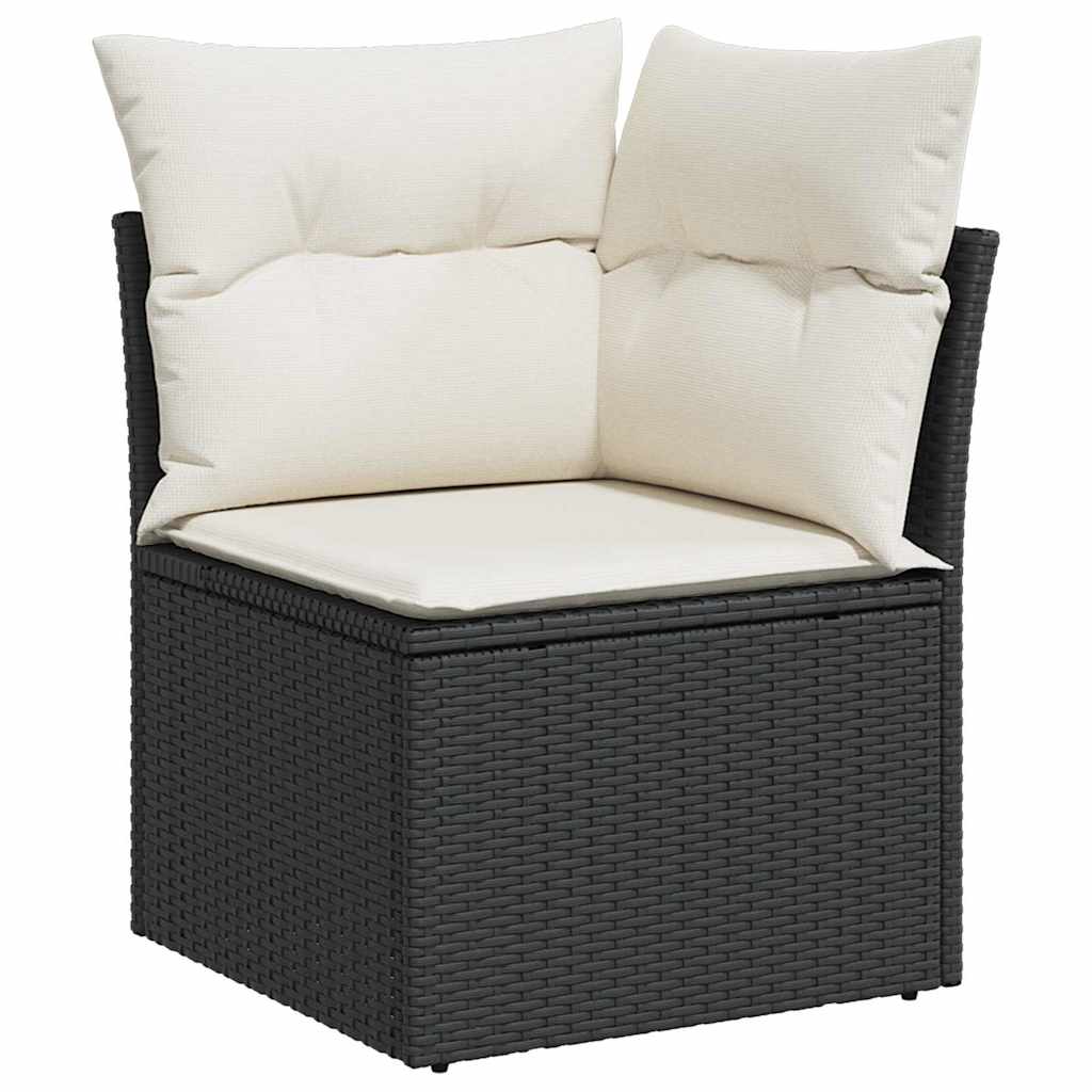 vidaXL Tuinbank Set met kussen 5 pcs Zwart poly rattan