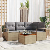 vidaXL Tuinbank Set met kussen 5 pcs Zwart poly rattan