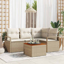 vidaXL Tuinbank Set met kussen 5 pcs Zwart poly rattan