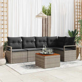 vidaXL Tuinbank Set met kussen 6 pcs Zwart poly rattan