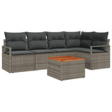 vidaXL Tuinbank Set met kussen 6 pcs Zwart poly rattan