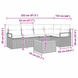 vidaXL Tuinbank Set met kussen 6 pcs Zwart poly rattan