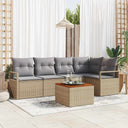 vidaXL Tuinbank Set met kussen 6 pcs Zwart poly rattan