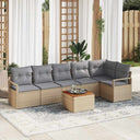 vidaXL Tuinbank Set met kussen 7 pcs Zwart poly rattan