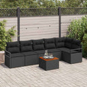 vidaXL Tuinbank Set met kussen 7 pcs Zwart poly rattan