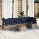 vidaXL Tuinbank Set met kussen 7 pcs Grijs poly rattan