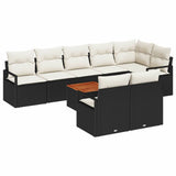 vidaXL Tuinbank Set met kussen 9 pcs Zwart poly rattan