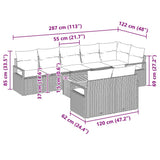 vidaXL Tuinbank Set met kussen 9 pcs Zwart poly rattan