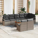 vidaXL Tuinbank Set met kussen 9 pcs Zwart poly rattan