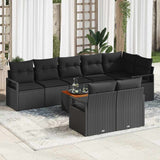 vidaXL Tuinbank Set met kussen 9 pcs Zwart poly rattan