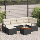 vidaXL Tuinbank Set met kussen 7 pcs Zwart poly rattan