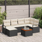 vidaXL Tuinbank Set met kussen 7 pcs Zwart poly rattan
