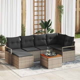 vidaXL Tuinbank Set met kussen 7 pcs Zwart poly rattan