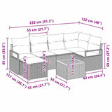 vidaXL Tuinbank Set met kussen 7 pcs Zwart poly rattan