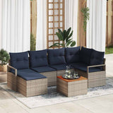 vidaXL Garden Sofa Set with cushions 7 pcs Grey poly rattan