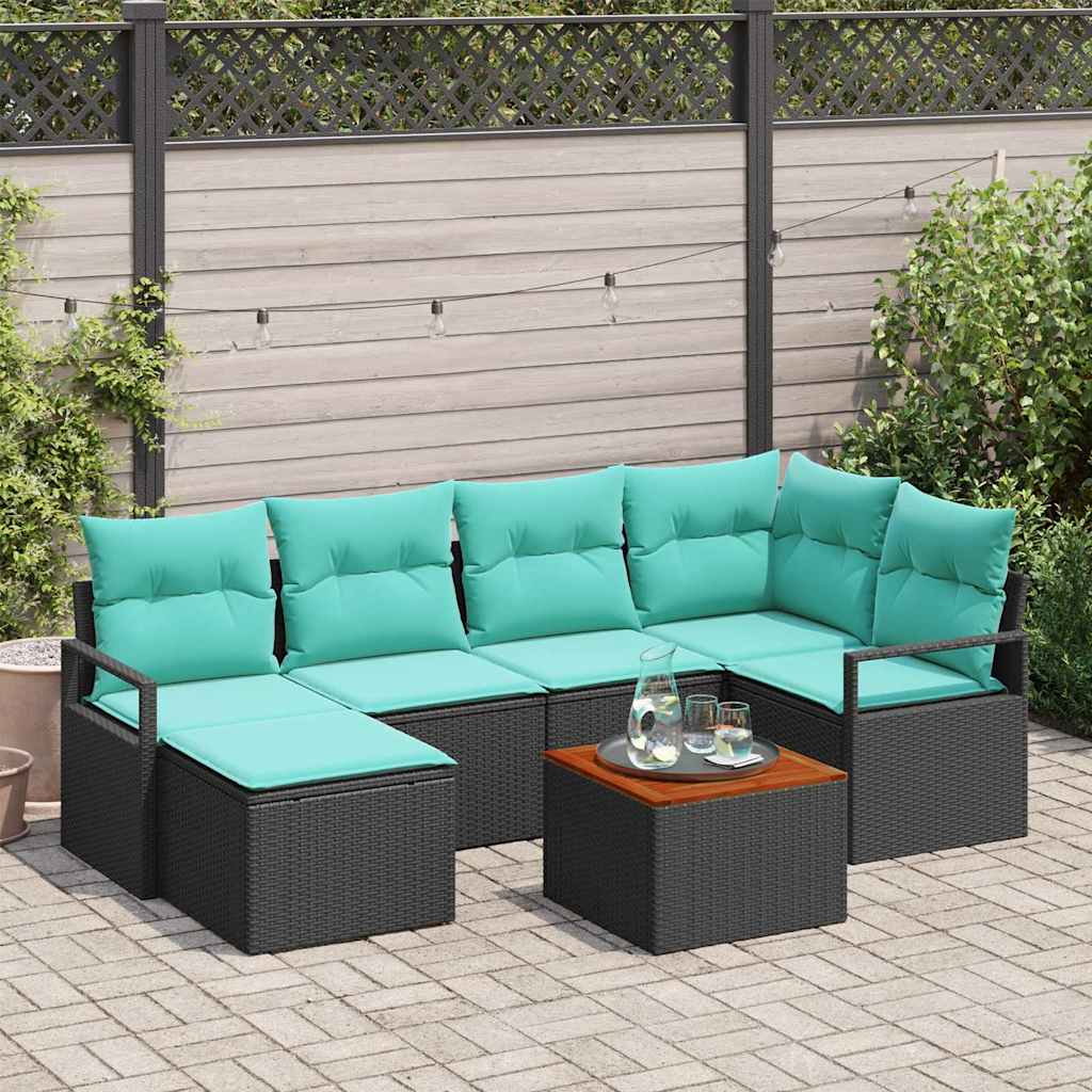 vidaXL Garden Sofa Set with cushions 7 pcs Grey poly rattan