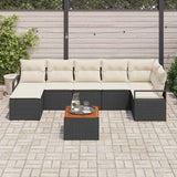 vidaXL Tuinbank Set met kussen 8 pcs Zwart poly rattan