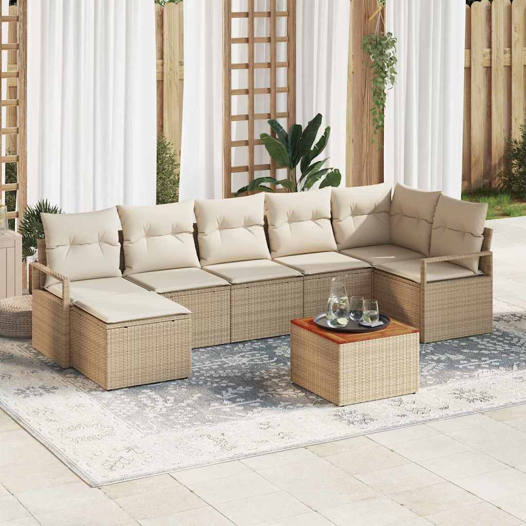vidaXL Tuinbank Set met kussen 8 pcs Zwart poly rattan